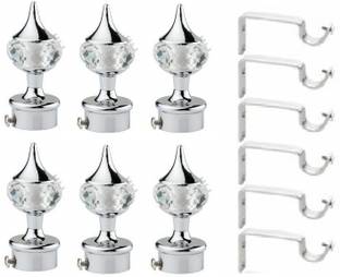 LEEZEN Architectural Hardware Silver Rod Rail Bracket, Curtain Hooks, Curtain Rings, Tieback Hook Metal