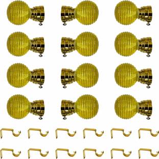 Kreyam's Yellow Rod Rail Bracket, Curtain Knobs Metal