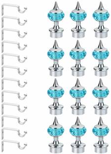 Bzcarts Dark Blue Curtain Hooks, Curtain Knobs, Curtain Rods, Rod Rail Bracket Metal