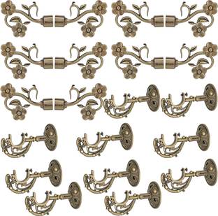 Bzcarts Beige Curtain Knobs, Curtain Rods, Rod Rail Bracket, Curtain Hooks