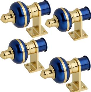 GROWNIX Blue Rod Rail Bracket, Curtain Knobs, Curtain Rods Metal