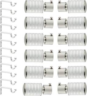 LEEZEN Architectural Hardware Silver Rod Rail Bracket, Curtain Hooks, Curtain Rings, Tieback Hook Metal