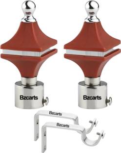 Bzcarts Maroon Curtain Knobs, Rod Rail Bracket, Curtain Hooks Metal