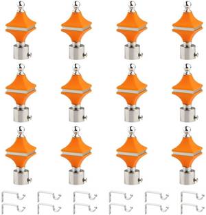 METZO Orange Rod Rail Bracket, Curtain Knobs Metal