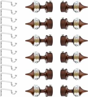 Panthera Brown Rod Rail Bracket, Curtain Knobs Metal