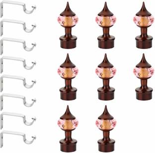 GLOXY Pink, Brown Rod Rail Bracket, Curtain Knobs, Curtain Hooks, Curtain Rods Metal