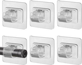 QXORE White Curtain Hooks, Rod Rail Bracket