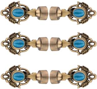 Ferio Gold Curtain Knobs, Rod Rail Bracket, Curtain Hooks Metal