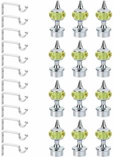 Panthera Light Green Rod Rail Bracket, Curtain Knobs Metal