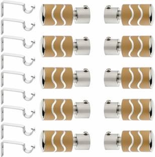 GLOXY Yellow, Silver Rod Rail Bracket, Curtain Knobs, Curtain Hooks, Curtain Rods Metal