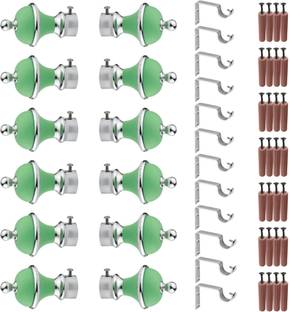 GRIVAN Green Rod Rail Bracket, Curtain Knobs, Curtain Hooks Metal