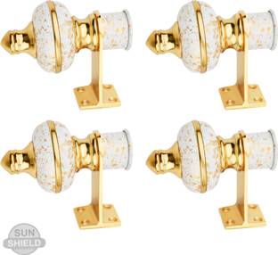 Sun Shield White, Gold Curtain Hooks, Rod Rail Bracket, Curtain Knobs Metal