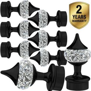Ghazian Black Curtain Knobs, Rod Rail Bracket Metal