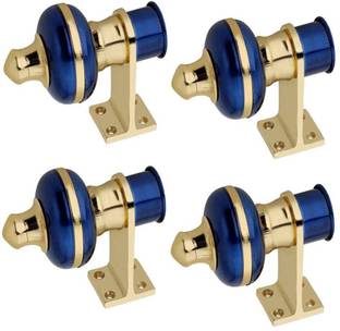 GROWNIX Blue Curtain Hooks, Curtain Knobs, Rod Rail Bracket, Curtain Rings, Curtain Rods Metal