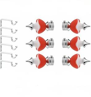 picamax Red, White Rod Rail Bracket, Curtain Knobs, Tieback Hook, Tassels, Curtain Rods Metal