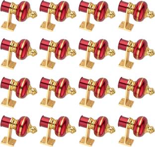 Ghazian Red, Gold Curtain Knobs, Rod Rail Bracket Metal