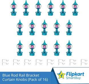 Flipkart SmartBuy Blue Curtain Knobs, Rod Rail Bracket Metal