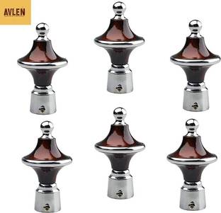 AVLEN Brown, Silver Rod Rail Bracket, Curtain Knobs, Tassels, Curtain Rods Metal