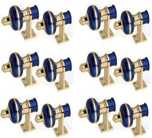 GHAR DWAR Blue Curtain Hooks, Curtain Knobs, Rod Rail Bracket Metal