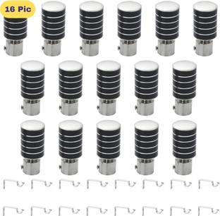 ZAPEX Black, Silver Curtain Knobs, Rod Rail Bracket Metal