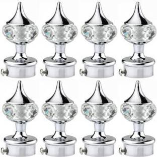 HELENSON Silver Curtain Knobs, Rod Rail Bracket Metal