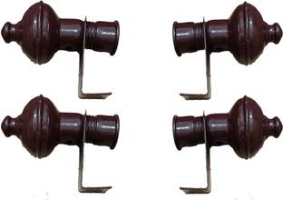 NRT Brown Rod Rail Bracket, Curtain Knobs Metal