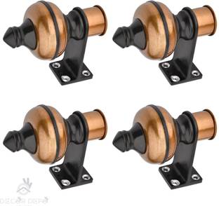 Decuds Black Curtain Hooks, Curtain Knobs, Rod Rail Bracket Metal