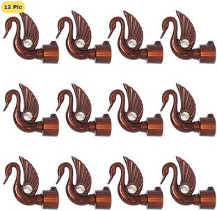 ZAPEX Brown Rod Rail Bracket, Curtain Knobs Metal