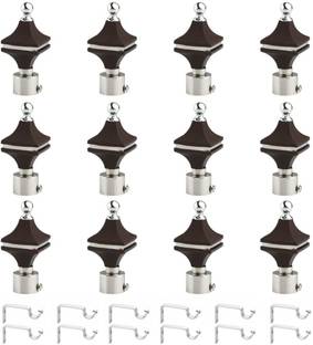 METZO Black Rod Rail Bracket, Curtain Knobs Metal