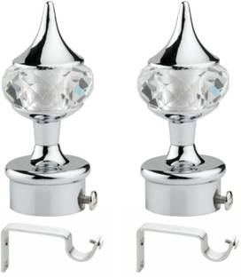 METZO Silver Rod Rail Bracket, Curtain Knobs Metal