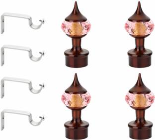 GLOXY Pink, Brown Rod Rail Bracket, Curtain Knobs, Curtain Hooks, Curtain Rods Metal