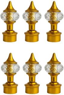 IRONCART Gold Curtain Knobs, Rod Rail Bracket Metal