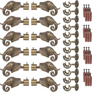 GRIVAN Gold Rod Rail Bracket, Curtain Knobs, Curtain Hooks Metal