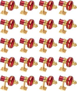 Ghazian Red, Gold Curtain Knobs, Rod Rail Bracket Metal