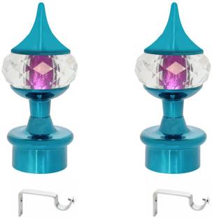 METZO Blue Rod Rail Bracket, Curtain Knobs Metal