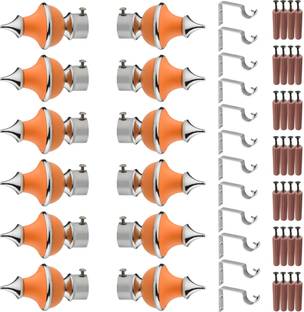 GRIVAN Silver, Orange Rod Rail Bracket, Curtain Knobs, Curtain Hooks Metal