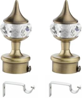 METZO Silver, Gold Rod Rail Bracket, Curtain Knobs Metal