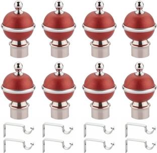 METZO Maroon Rod Rail Bracket, Curtain Knobs Metal