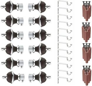 GRIVAN Black Rod Rail Bracket, Curtain Knobs, Curtain Hooks Metal