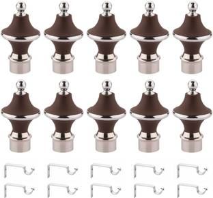 METZO Brown Rod Rail Bracket, Curtain Knobs Metal