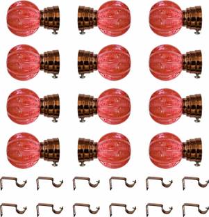 Kreyam's Red Rod Rail Bracket, Curtain Knobs Metal