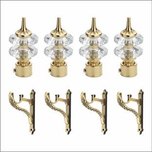 GLOXY Silver, Gold Rod Rail Bracket, Curtain Knobs, Curtain Hooks, Curtain Rods Metal