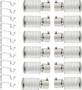 Ebenezer Silver Rod Rail Bracket, Curtain Knobs Metal