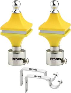 Bzcarts Yellow Curtain Knobs, Rod Rail Bracket, Curtain Hooks Metal