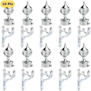 ZAPEX Silver Rod Rail Bracket, Curtain Knobs Metal