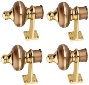 GROWNIX Gold Curtain Hooks, Curtain Knobs, Curtain Rods, Rod Rail Bracket Metal