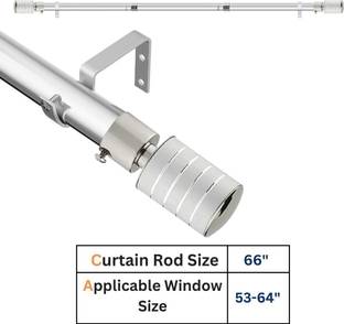GLOXY Grey, Silver Curtain Knobs, Curtain Rods, Rod Rail Bracket Metal
