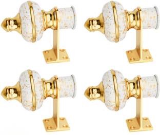 Decuds White, Gold Curtain Hooks, Curtain Knobs, Rod Rail Bracket Metal