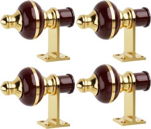 GROWNIX Multicolor, Gold, Maroon Rod Rail Bracket, Curtain Knobs Metal