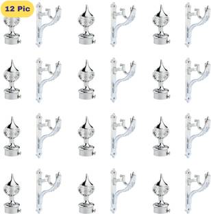 ZAPEX Silver Rod Rail Bracket, Curtain Knobs Metal